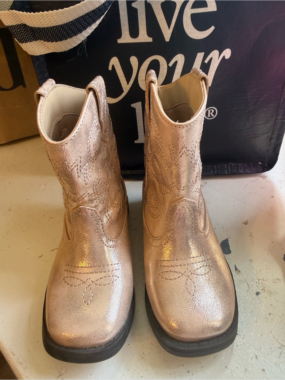 Girls Metallic Pink Cowboy Boots - Kids Western Boot - Picture 2 of 5